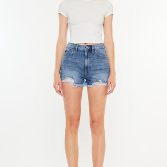 Hazel Blues® |  Kancan Distressed Raw Hem High Waist Denim Shorts - Picture 3 of 8